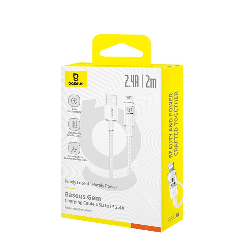 Baseus Gem USB to IP 2.4A fast charging cable 2 m White Baseus Gem USB to IP 2.4A fast charging cable 2 m White