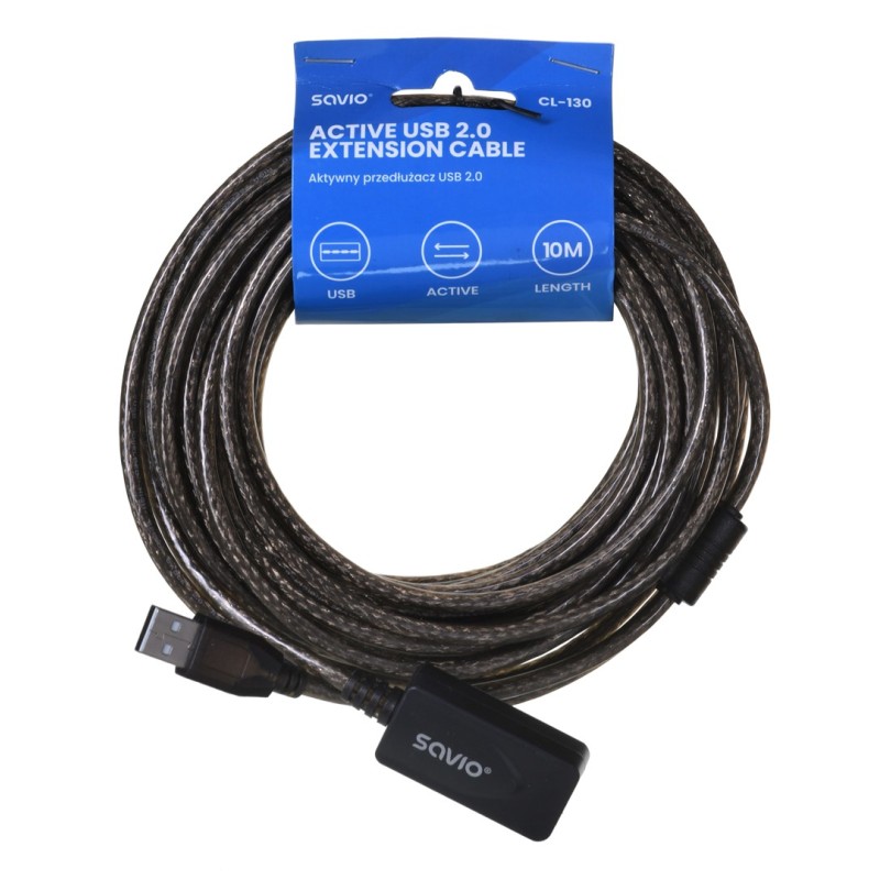 SAVIO CL-130 USB active port extension 10m USB 2.0-A male USB 2.0-A female Black SAVIO CL-130 USB active port extension 10m USB 2.0-A male USB 2.0-A female Black