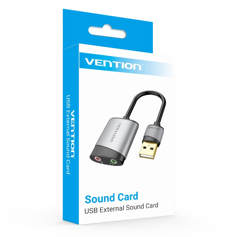 Vention USB External Sound Card 0.15M Gray Metal Type Vention USB External Sound Card 0.15M Gray Metal Type