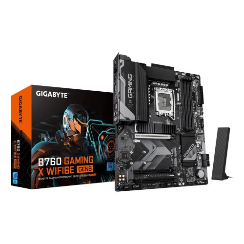 GIGABYTE B760 GAMING X WIFI6E GEN5 Motherboard - Supports 14th Gen. Intel Core CPUs, 8+1+1 phases VRM, up to 5600MHz DDR5, 3xPCIe 4.0 M.2, Wi-Fi 6E, 2.5 GbE LAN, USB 3.2 Gen 2 GIGABYTE B760 GAMING X WIFI6E GEN5 Motherboard - Supports 14th Gen. Intel Core CPUs, 8+1+1 phases VRM, up to 5600MHz DDR5, 3xPCIe 4.0 M.2, Wi-Fi 6E, 2.5 GbE LAN, USB 3.2 Gen 2
