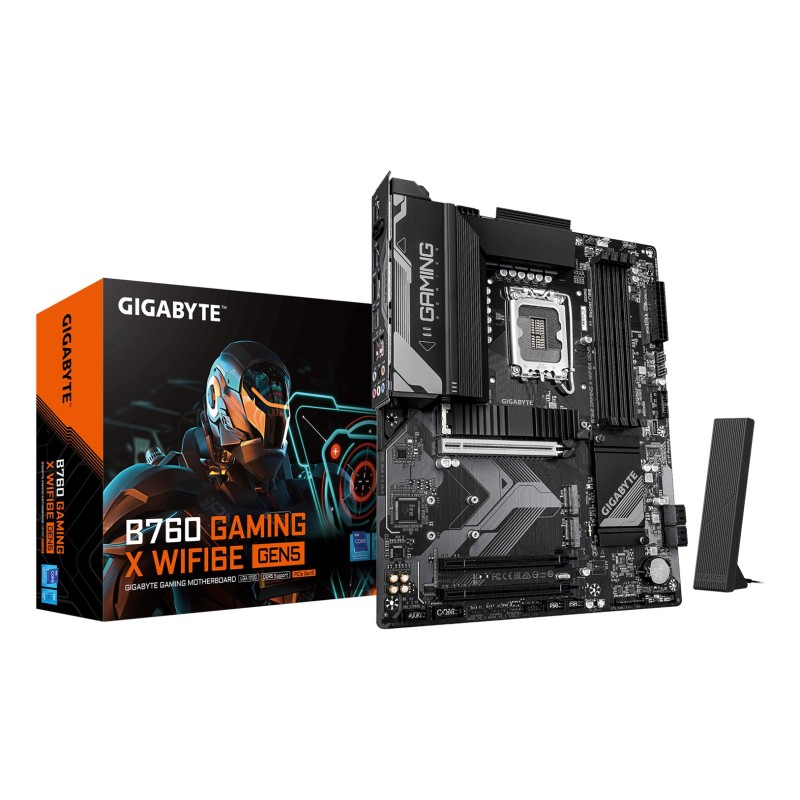 GIGABYTE B760 GAMING X WIFI6E GEN5 Motherboard - Supports 14th Gen. Intel Core CPUs, 8+1+1 phases VRM, up to 5600MHz DDR5, 3xPCIe 4.0 M.2, Wi-Fi 6E, 2.5 GbE LAN, USB 3.2 Gen 2 GIGABYTE B760 GAMING X WIFI6E GEN5 Motherboard - Supports 14th Gen. Intel Core CPUs, 8+1+1 phases VRM, up to 5600MHz DDR5, 3xPCIe 4.0 M.2, Wi-Fi 6E, 2.5 GbE LAN, USB 3.2 Gen 2