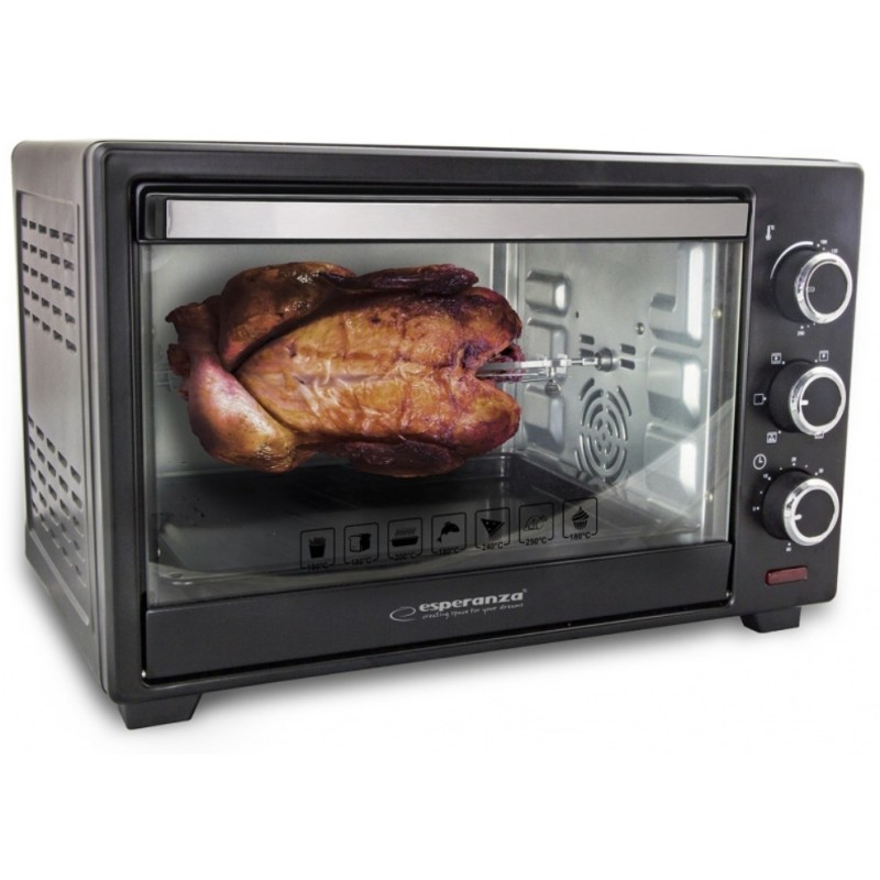 Esperanza EKO006 Mini oven with convection and spit 25 l 1600W Black Esperanza EKO006 Mini oven with convection and spit 25 l 1600W Black