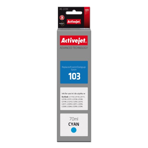 Activejet AE-103C Ink Cartridge (replacement for Epson 103 C13T00S24A; Supreme; 70 ml; cyan) Activejet AE-103C Ink Cartridge (replacement for Epson 103 C13T00S24A; Supreme; 70 ml; cyan)