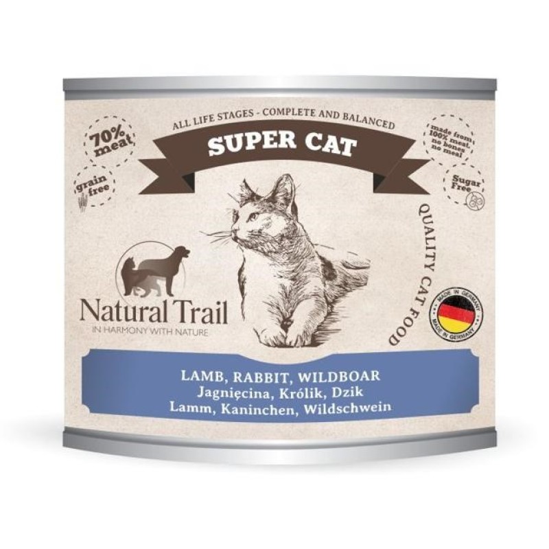 NATURAL TRAIL Super Cat Lamb, rabbit, wild boar - wet cat food - 200g