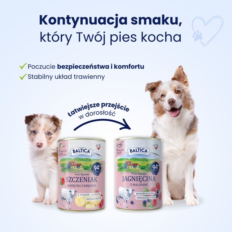 BALTICA Smaki regionów Puppy Lamb with banana - wet dog food - 400g