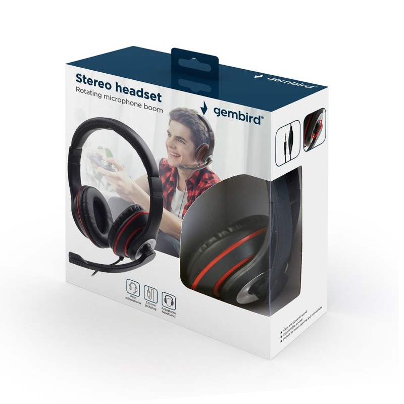Gembird MHS-03-BKRD headphones/headset Wired Head-band Gaming Black, Red Gembird MHS-03-BKRD headphones/headset Wired Head-band Gaming Black, Red