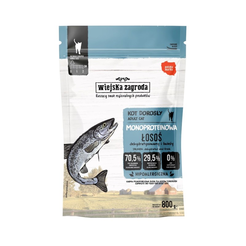 WIEJSKA ZAGRODA Monoprotein Salmon - dry cat food - 800g