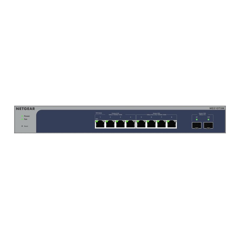 NETGEAR 8-Port Multi-Gigabit/10g Ethernet Smart Managed Pro Switch with 2 SFP+ Ports (MS510TXM) NETGEAR 8-Port Multi-Gigabit/10g Ethernet Smart Managed Pro Switch with 2 SFP+ Ports (MS510TXM)