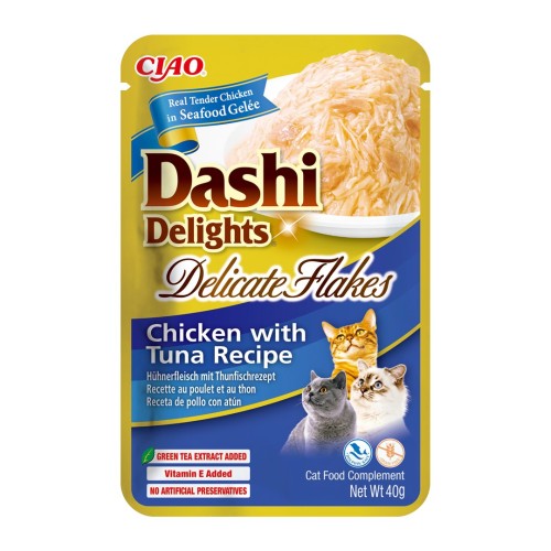 INABA CAT Dashi Delights Delicate Flakes Chicken with Tuna - cat treat - 40g INABA CAT Dashi Delights Delicate Flakes Chicken with Tuna - cat treat - 40g