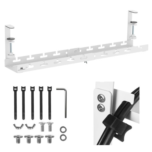 Maclean under-desk cable organizer, max. load 5kg, max. 728mm, white, MC-103 W