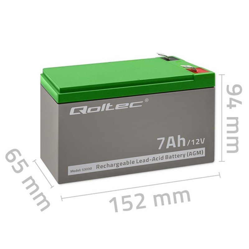 Qoltec 53030 AGM battery | 12V | 7Ah | max 105A Qoltec 53030 AGM battery | 12V | 7Ah | max 105A