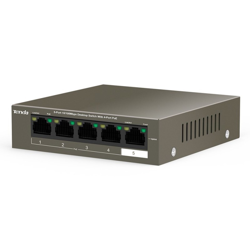 Tenda TEF1105-4-63W network switch Unmanaged Fast Ethernet (10/100) Power over Ethernet (PoE) Desktop/Wall-Mounting Grey Tenda TEF1105-4-63W network switch Unmanaged Fast Ethernet (10/100) Power over Ethernet (PoE) Desktop/Wall-Mounting Grey