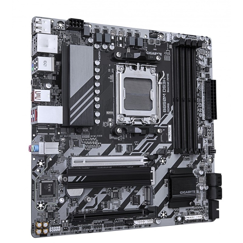 GIGABYTE B850M DS3H Motherboard - AMD Ryzen 9000 Series CPUs, 16+2+2 Phases Digital VRM, up to 8200MHz DDR5 (OC), 1xPCIe 5.0 + 1xPCIe 4.0 M.2, 2.5 LAN, USB 3.2 Gen 2 GIGABYTE B850M DS3H Motherboard - AMD Ryzen 9000 Series CPUs, 16+2+2 Phases Digital VRM, up to 8200MHz DDR5 (OC), 1xPCIe 5.0 + 1xPCIe 4.0 M.2, 2.5 LAN, USB 3.2 Gen 2