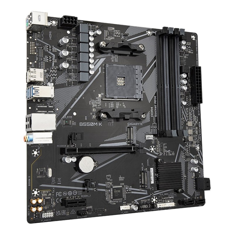 GIGABYTE B550M K Motherboard - AMD Ryzen 5000 CPUs, up to 4733MHz DDR4, 1xPCIe 4.0 + 1xPCIe 3.0 M.2, 1GbE LAN, USB 3.2 Gen 1 GIGABYTE B550M K Motherboard - AMD Ryzen 5000 CPUs, up to 4733MHz DDR4, 1xPCIe 4.0 + 1xPCIe 3.0 M.2, 1GbE LAN, USB 3.2 Gen 1