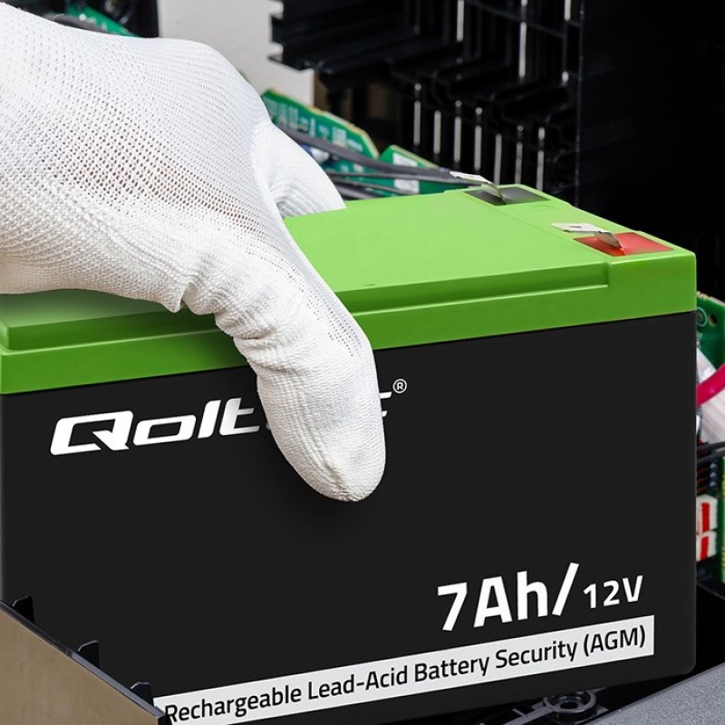 Qoltec 53076 AGM battery | 12V | 7Ah | max. 105A | Security