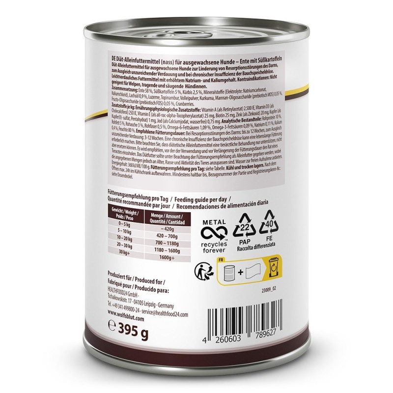 WOLFSBLUT VetLine Gastrointestinal Duck - wet dog food - 395g WOLFSBLUT VetLine Gastrointestinal Duck - wet dog food - 395g