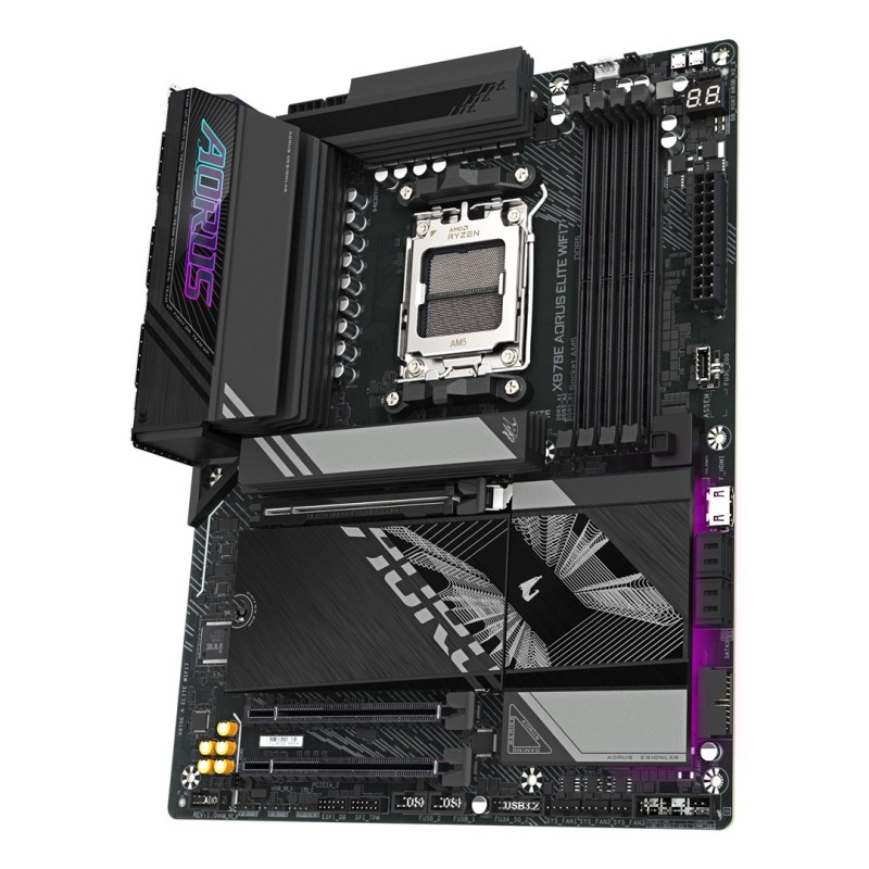 GIGABYTE X870E AORUS ELITE WIFI7 Motherboard - Supports AMD Ryzen 9000 CPUs, 16+2+2 Phases Digital VRM, up to 8000Hz DDR5 (OC), 3xPCIe 5.0 + 1xPCIe 4.0, Wi-Fi 7, 2.5GbE LAN, USB 4 GIGABYTE X870E AORUS ELITE WIFI7 Motherboard - Supports AMD Ryzen 9000 CPUs, 16+2+2 Phases Digital VRM, up to 8000Hz DDR5 (OC), 3xPCIe 5.0 + 1xPCIe 4.0, Wi-Fi 7, 2.5GbE LAN, USB 4