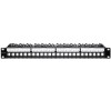 Qoltec 54516 Patch panel for 19'' rack | 24 ports | 1U | UTP | Black