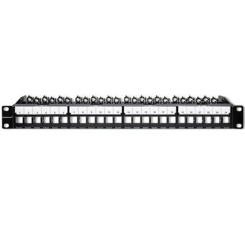 Qoltec 54516 Patch panel for 19'' rack | 24 ports | 1U | UTP | Black