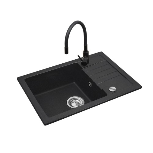 Black sink set with flexi faucet - MAIDSINKS BALI sink (62x44) 1B1D black + Flessi Black Edition faucet Black sink set with flexi faucet - MAIDSINKS BALI sink (62x44) 1B1D black + Flessi Black Edition faucet