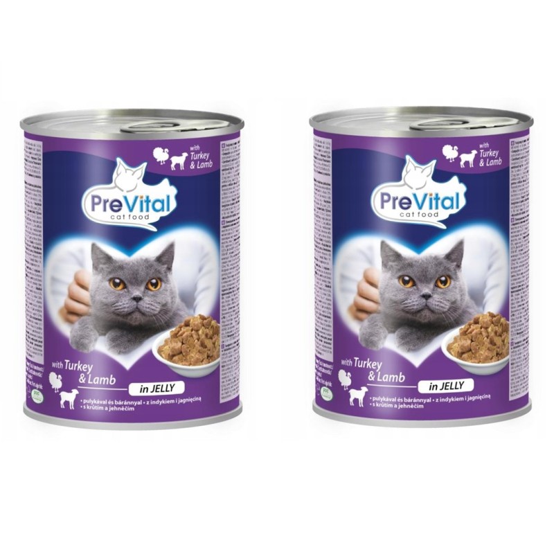 PREVITAL Turkey with lamb in jelly - wet cat food - 2x415g PREVITAL Turkey with lamb in jelly - wet cat food - 2x415g