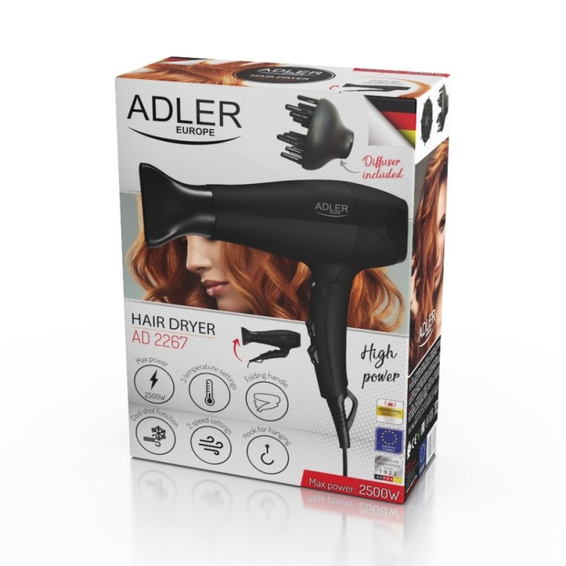Adler AD 2267 hair dryer Black, 2500 W Adler AD 2267 hair dryer Black, 2500 W