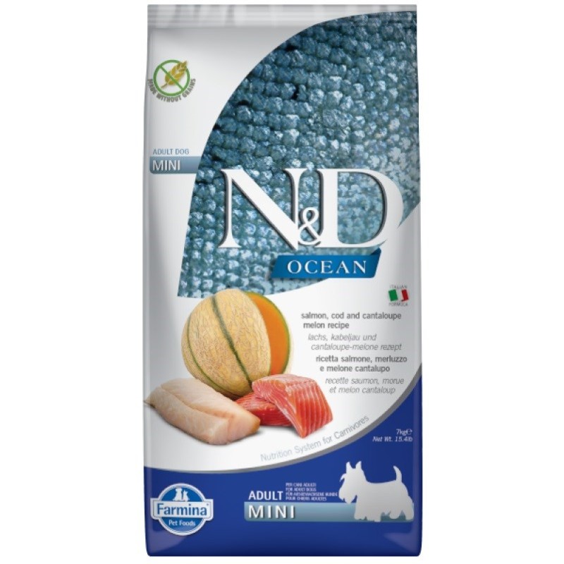 FARMINA N&D Ocean Dog Salmon, Cod, Cantaloupe, Melon Adult Mini - dry dog food - 7 kg FARMINA N&D Ocean Dog Salmon, Cod, Cantaloupe, Melon Adult Mini - dry dog food - 7 kg