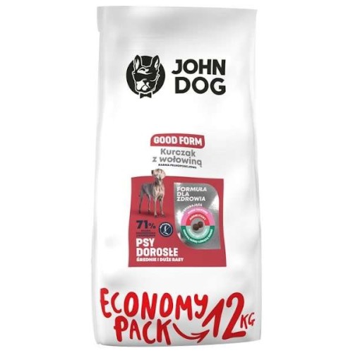 JOHN DOG Good Form Adult Chicken with beef - dry dog food - 12 kg