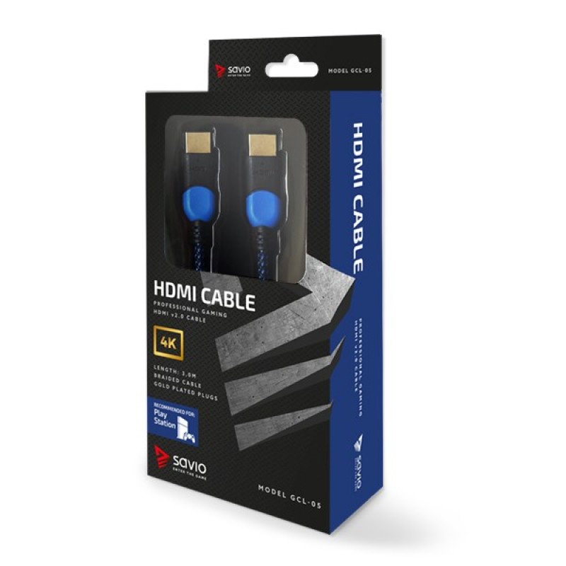 Savio GCL-05 HDMI cable 3 m HDMI Type A (Standard) Black, Blue Savio GCL-05 HDMI cable 3 m HDMI Type A (Standard) Black, Blue