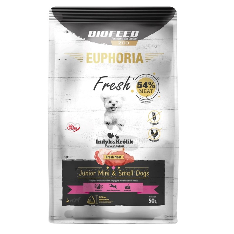 EUPHORIA Fresh Junior Turkey with rabbit XS/S - dry dog food - 50g