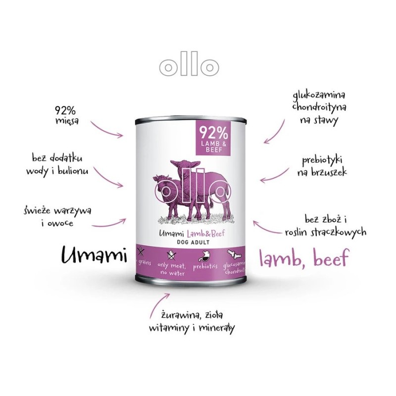 OLLO Umami Lamb and Beef – wet dog food – 400 g OLLO Umami Lamb and Beef – wet dog food – 400 g