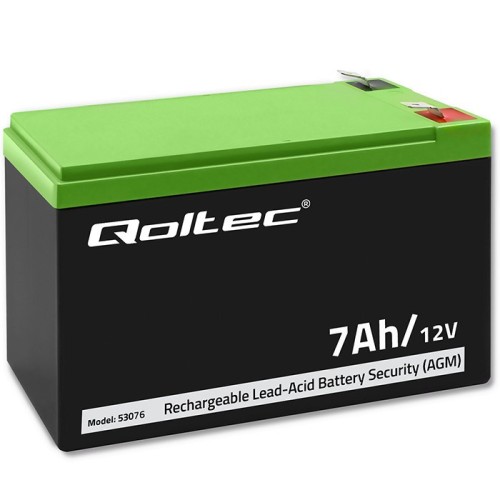 Qoltec 53076 AGM battery | 12V | 7Ah | max. 105A | Security
