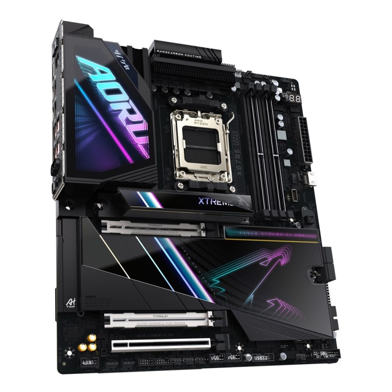 GIGABYTE X870E AORUS XTREME AI TOP Motherboard - Supports AMD Ryzen 9000 Series CPUs, 18+2+2 phases VRM, up to 8800MHz DDR5 (OC), 1xPCIe 5.0 M.2 + 3xPCIe 4.0 M.2, WI-FI 7, 10GbE LAN, USB 4