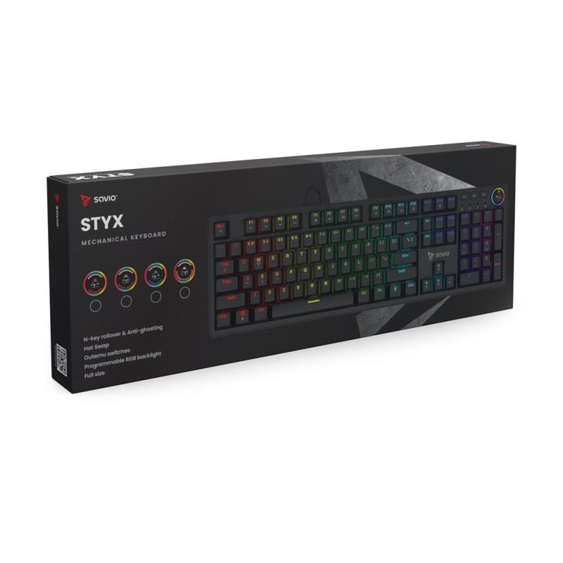 Savio STYX Outemu Blue, Hot Swap, RGB keyboard Gaming Savio STYX Outemu Blue, Hot Swap, RGB keyboard Gaming