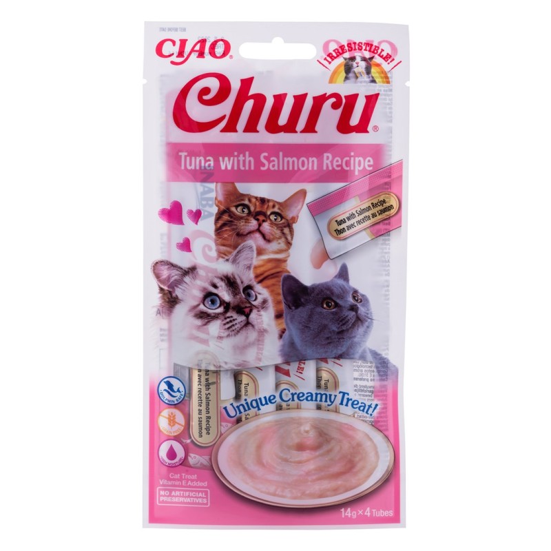 INABA Churu Tuna with salmon - cat treats - 4x14 g INABA Churu Tuna with salmon - cat treats - 4x14 g