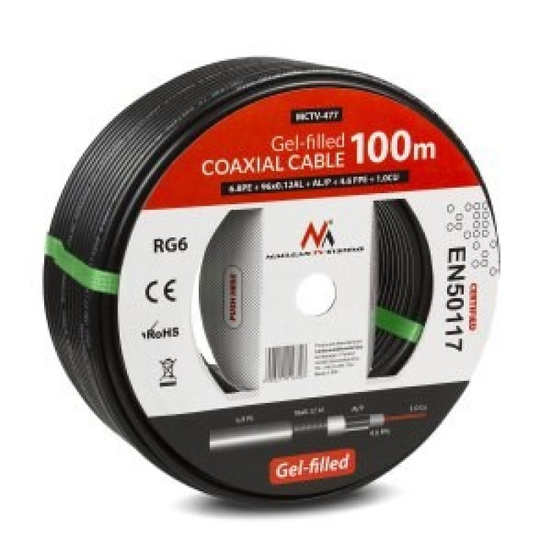 Maclean MCTV-477 coaxial cable 100 m Black Maclean MCTV-477 coaxial cable 100 m Black