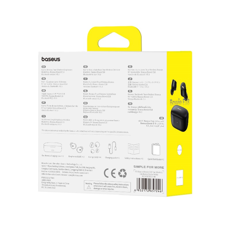 Baseus Bowie E18 Headset True Wireless Stereo (TWS) In-ear Calls/Music USB Type-C Bluetooth Black Baseus Bowie E18 Headset True Wireless Stereo (TWS) In-ear Calls/Music USB Type-C Bluetooth Black