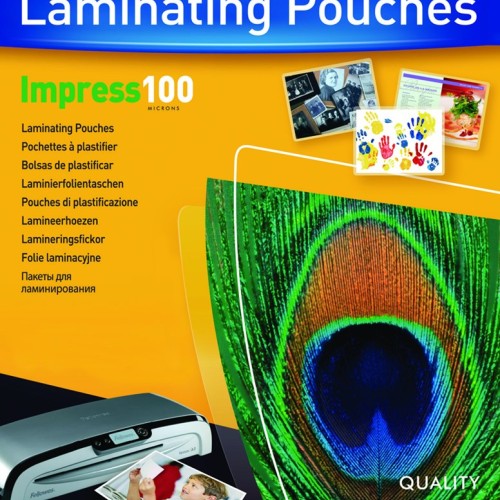 Fellowes A4 Glossy 100 Micron Laminating Pouch - 100 pack Fellowes A4 Glossy 100 Micron Laminating Pouch - 100 pack