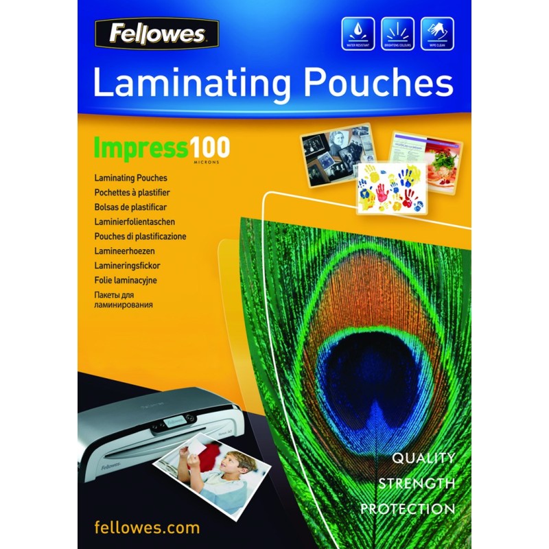 Fellowes A4 Glossy 100 Micron Laminating Pouch - 100 pack