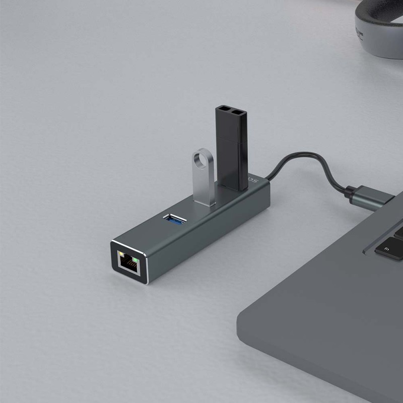 Savio AK-57 USB-A - 3 x USB-A HUB with RJ-45 Gigabit Ethernet adapter 5000 Mbit/s grey USB 3.2 Gen 1 (3.1 Gen 1) Micro-B 5000 Mbit/s Savio AK-57 USB-A - 3 x USB-A HUB with RJ-45 Gigabit Ethernet adapter 5000 Mbit/s grey USB 3.2 Gen 1 (3.1 Gen 1) Micro-B 5000 Mbit/s