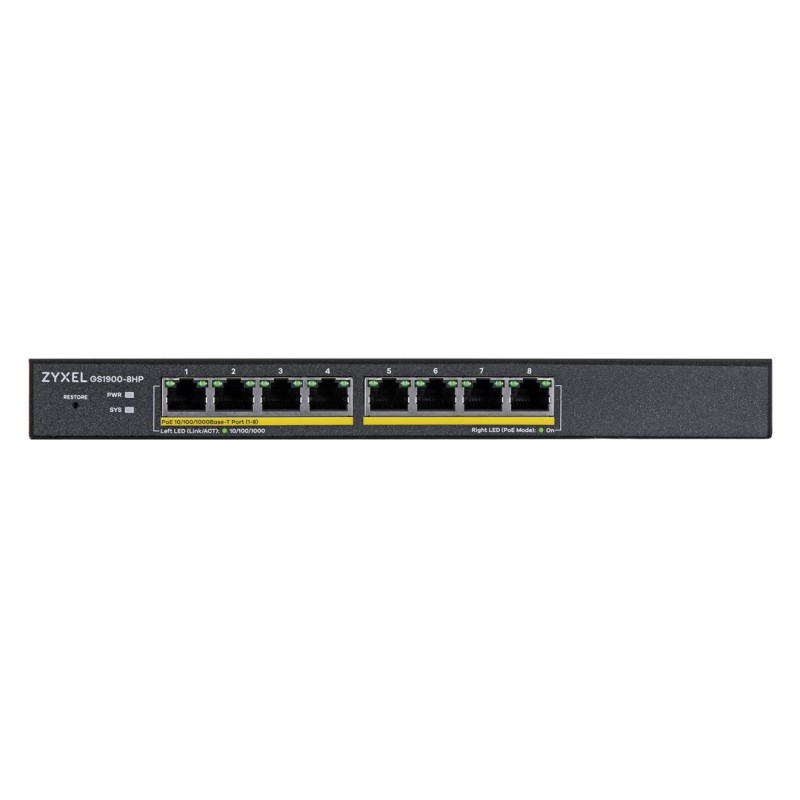 Zyxel GS1900-8HP v3 PoE Managed L2 Gigabit Ethernet (10/100/1000) Power over Ethernet (PoE) Black Zyxel GS1900-8HP v3 PoE Managed L2 Gigabit Ethernet (10/100/1000) Power over Ethernet (PoE) Black