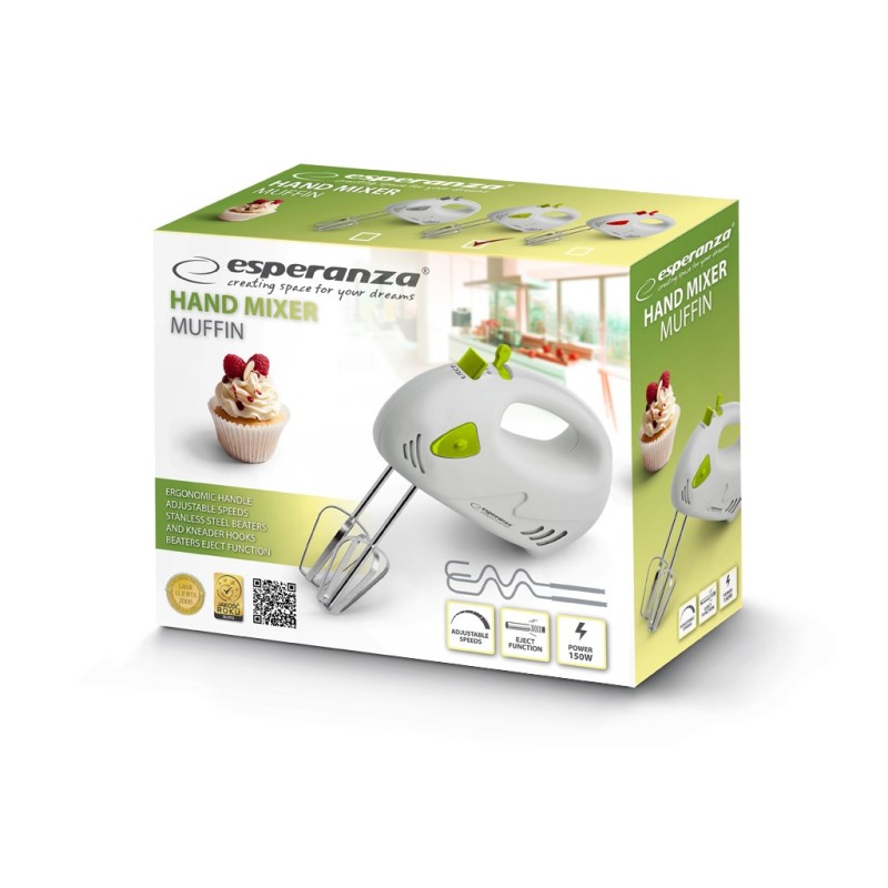 Esperanza EKM007G mixer Hand mixer Green,White 150 W Esperanza EKM007G mixer Hand mixer Green,White 150 W