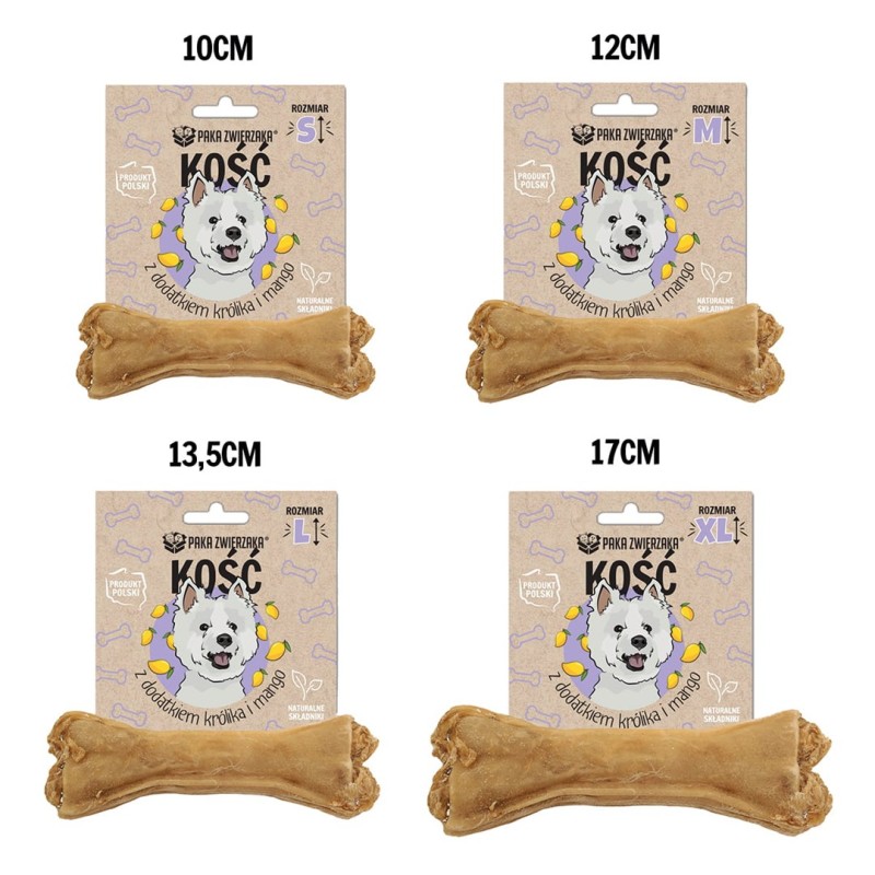 PAKA ZWIERZAKA Bone with rabbit and mango M 12 cm - dog treat - 55g PAKA ZWIERZAKA Bone with rabbit and mango M 12 cm - dog treat - 55g