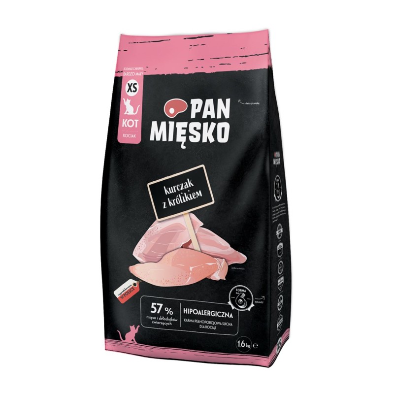 PAN MIĘSKO Chicken with rabbit XS - dry cat food - 1,6kg