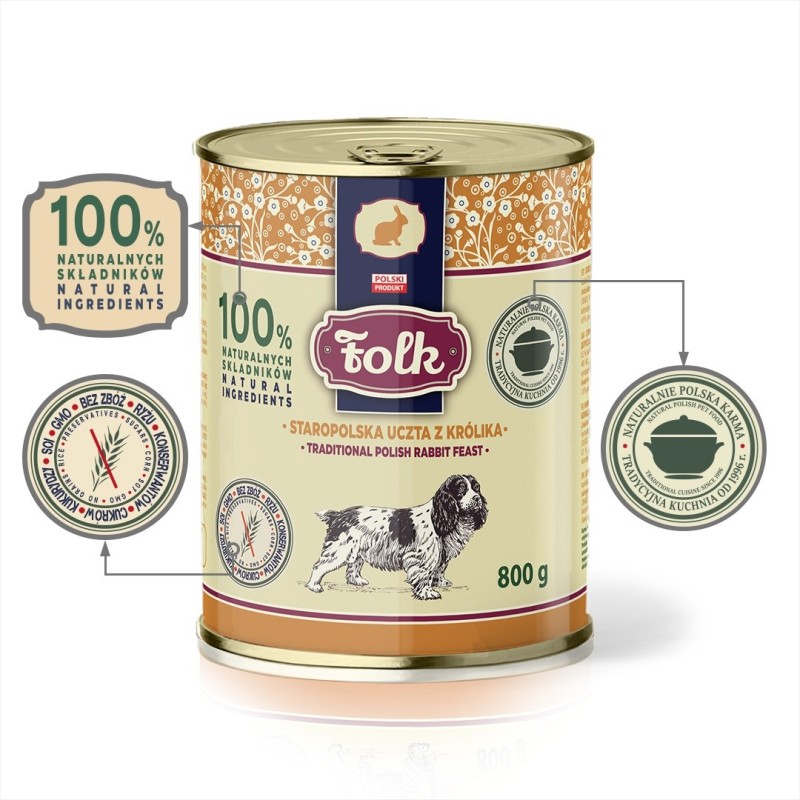 FOLK Traditional polish rabbit feast - wet dog food - 800g FOLK Traditional polish rabbit feast - wet dog food - 800g