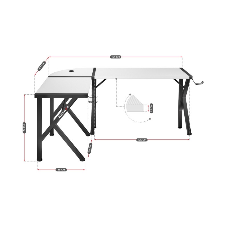 Gaming desk Huzaro Hero 6.3 White Gaming desk Huzaro Hero 6.3 White
