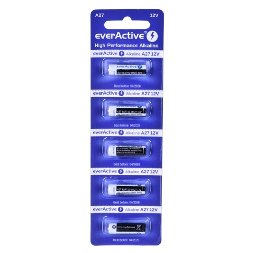 5 x alkaline batteries everActive 27A 12V- blister 5 pcs. 5 x alkaline batteries everActive 27A 12V- blister 5 pcs.