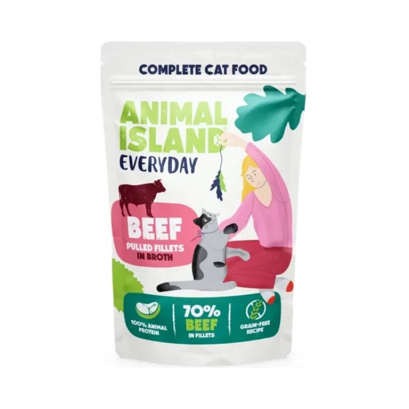 ANIMAL ISLAND Everyday Beef and chicken fillets in broth - wet cat food - 40 x 85g ANIMAL ISLAND Everyday Beef and chicken fillets in broth - wet cat food - 40 x 85g