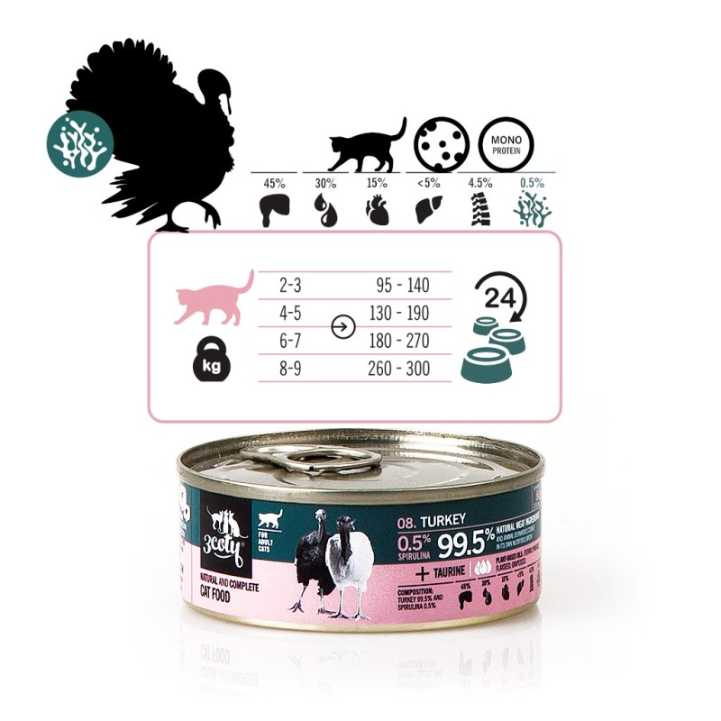 3COTY Turkey with spirulina - wet cat food - 80g 3COTY Turkey with spirulina - wet cat food - 80g
