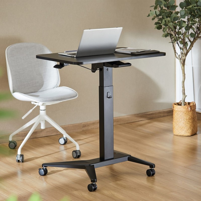 Maclean MC-453 B Mobile Laptop Desk with Pneumatic Height Adjustment, Laptop Table with Wheels, 80 x 52 cm, Max. 8 kg, Height Adjustable Max. 109 cm (Black) Maclean MC-453 B Mobile Laptop Desk with Pneumatic Height Adjustment, Laptop Table with Wheels, 80 x 52 cm, Max. 8 kg, Height Adjustable Max. 109 cm (Black)